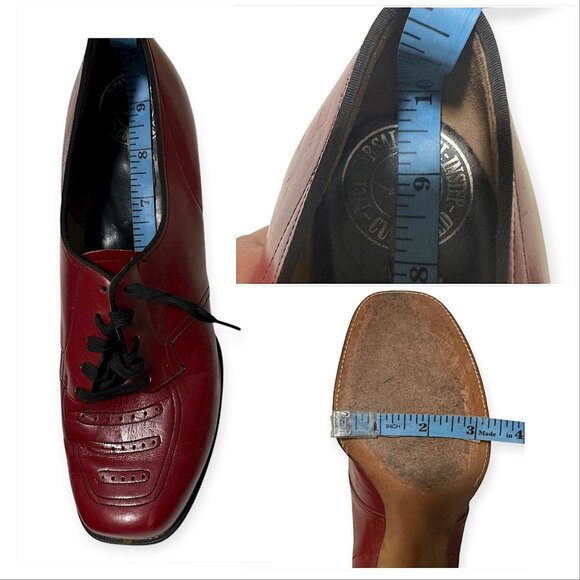 Vintage 1940s Red Leather Oxford Heels Arch-Heel Cushioned Insole 7.5 - Picture 13 of 15